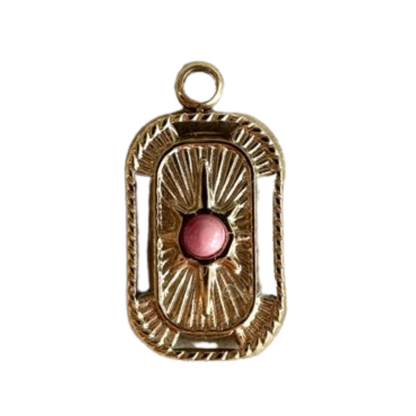 Pink Gemstone Boho Rectangle Charm