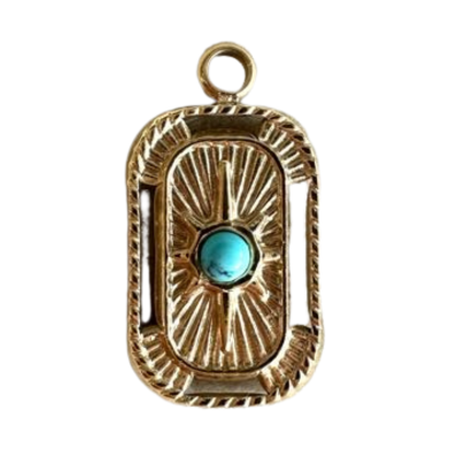 Turquoise Gemstone Gold Boho Charm