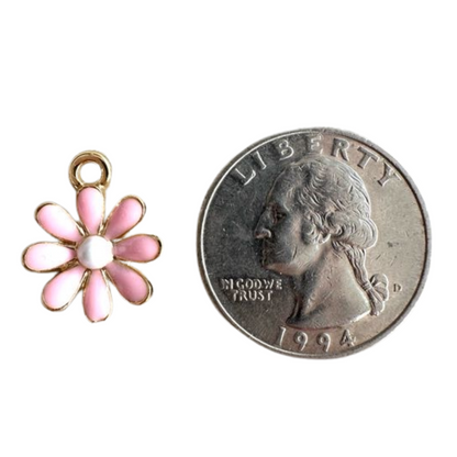 Pink & Gold Flower Charm