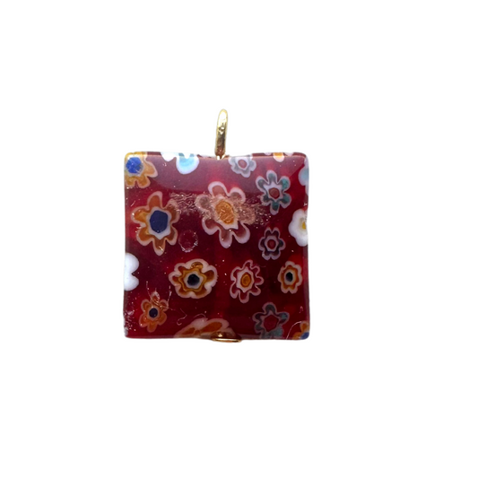 Red Floral Bead Charm