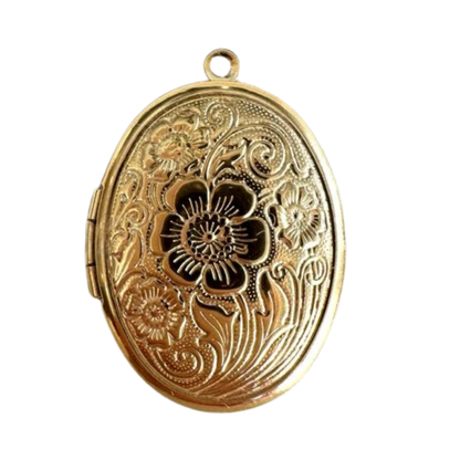 Gold Engraved Oval Locket