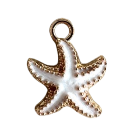 Gold & White Starfish Charm