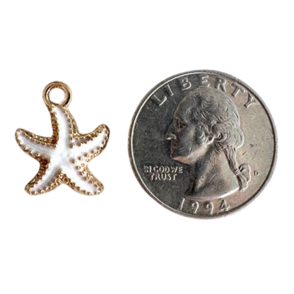 Gold & White Starfish Charm