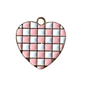 Checkered White & Pink Heart Charm