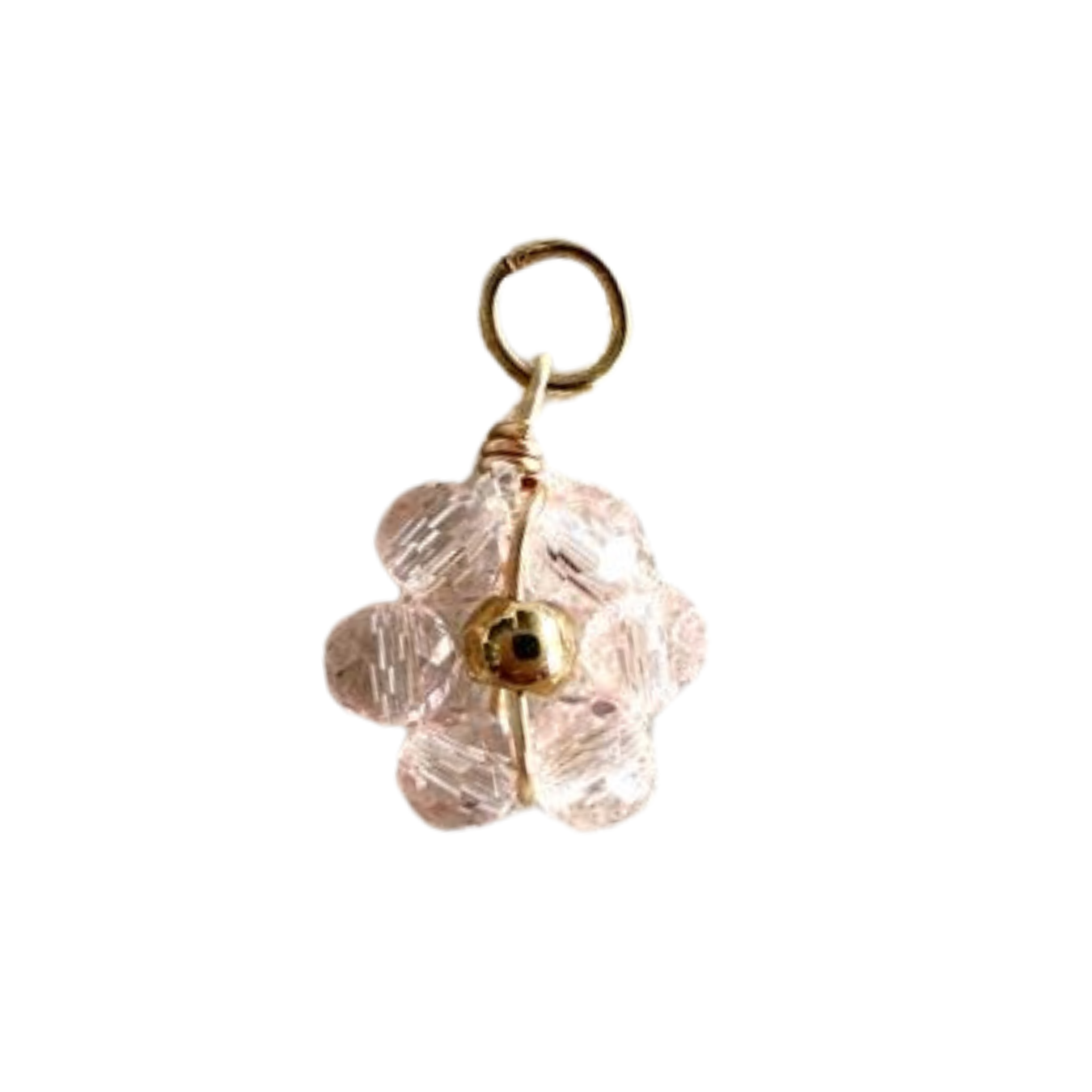 Soft Pink Beaded Flower Charm