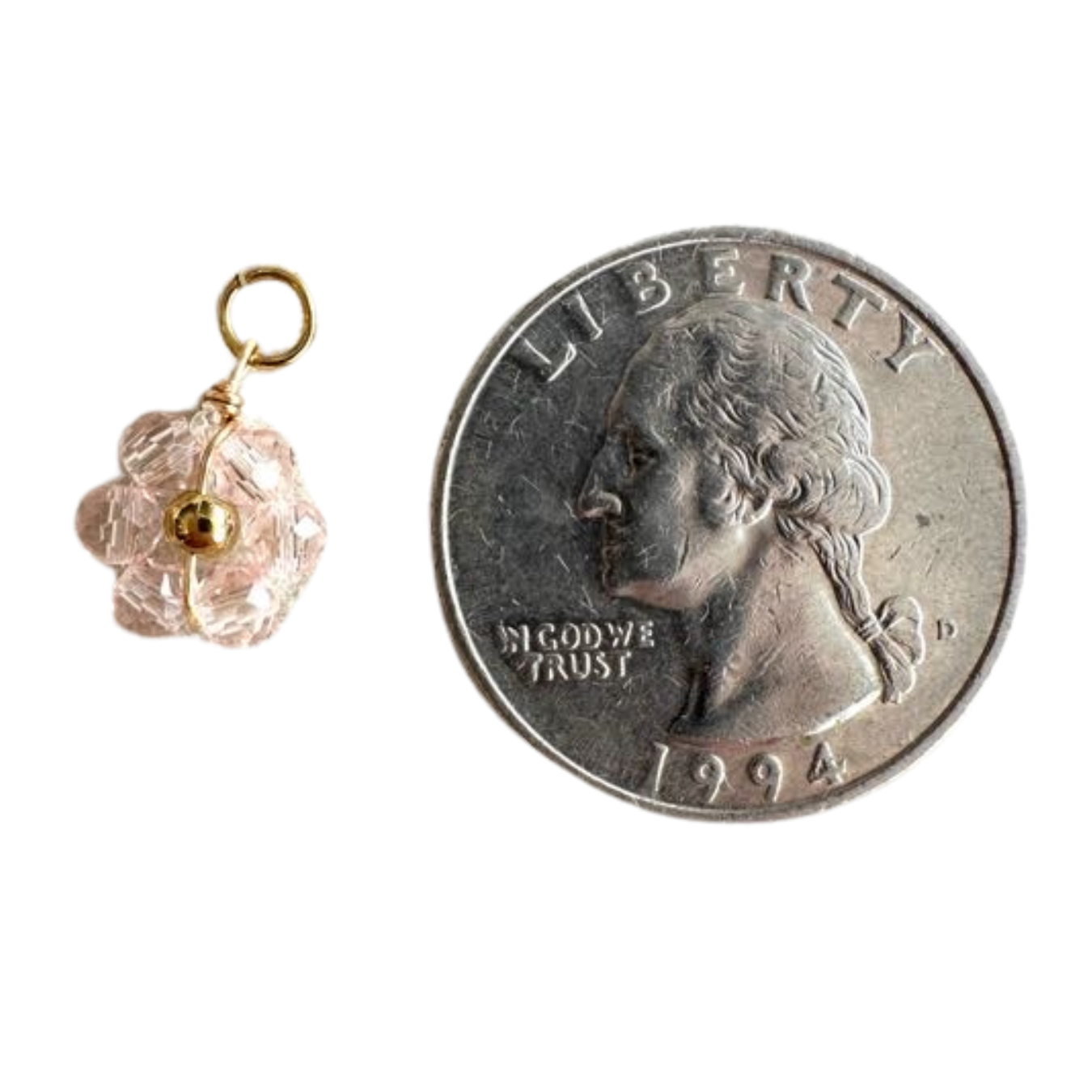 Soft Pink Beaded Flower Charm