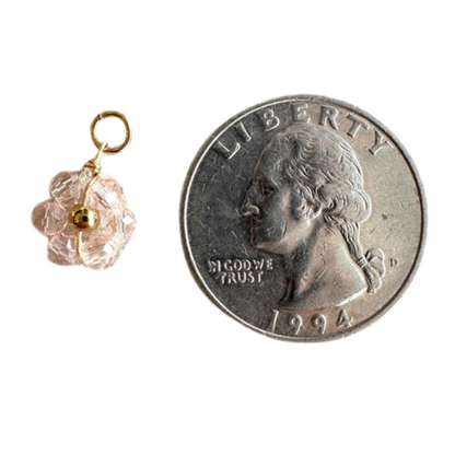 Soft Pink Beaded Flower Charm