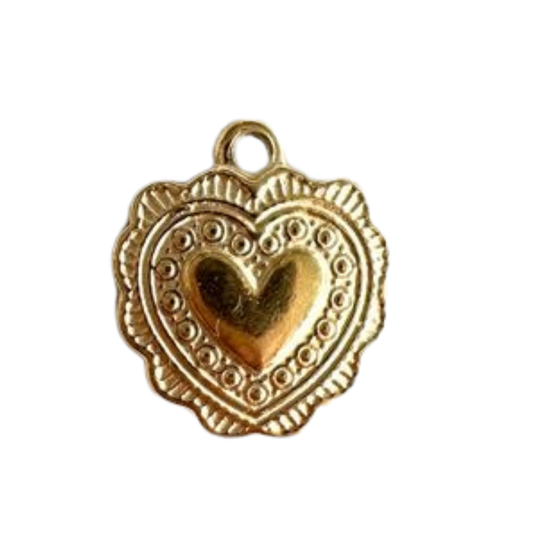 Gold Heart Medallion Charm