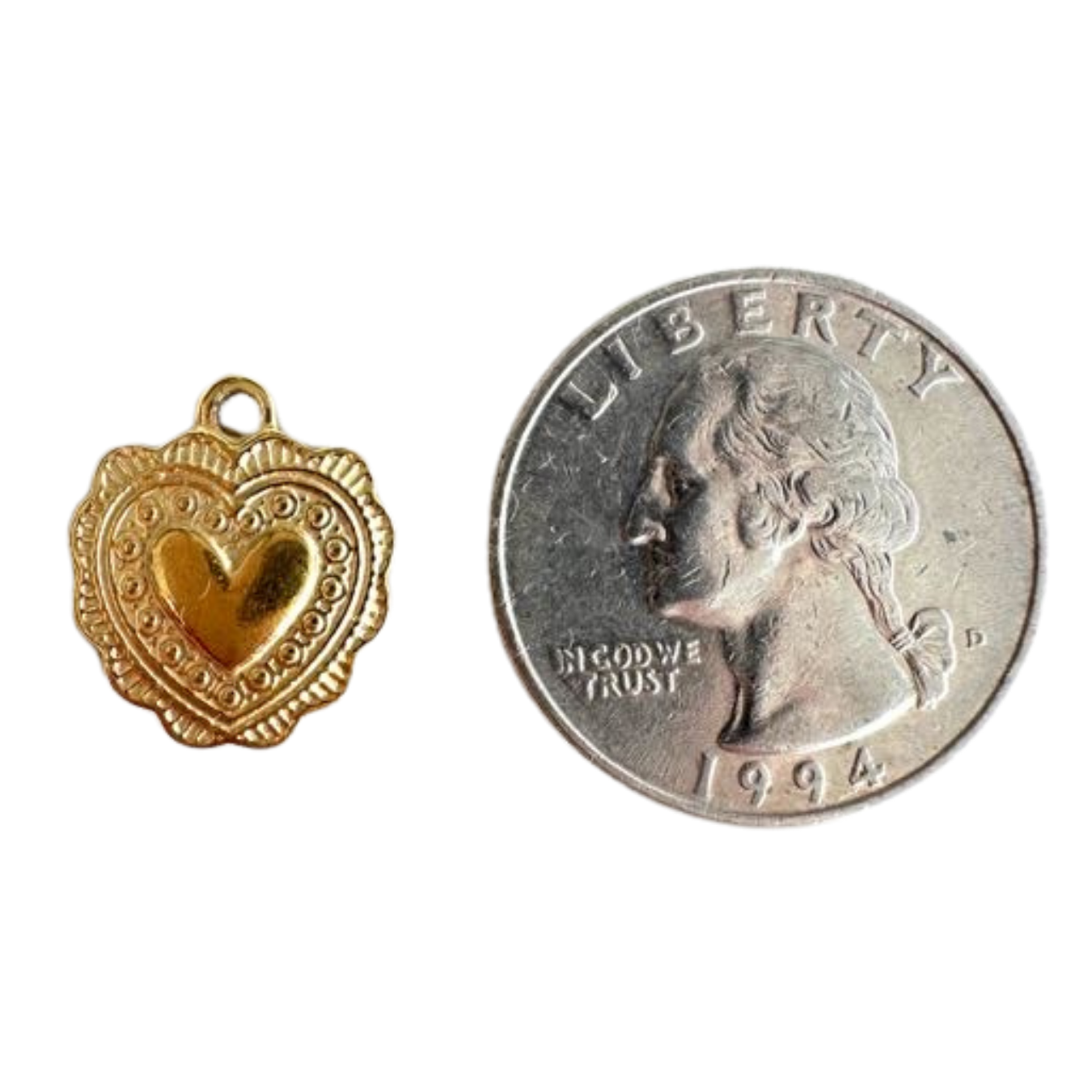 Gold Heart Medallion Charm