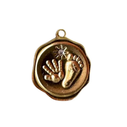 Gold Baby Hand & Footprint Charm