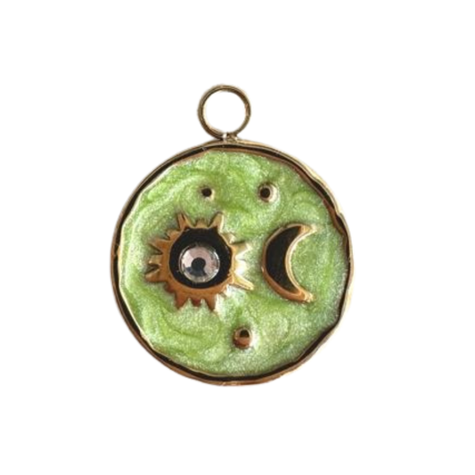 Gold & Green Sun & Moon Charm