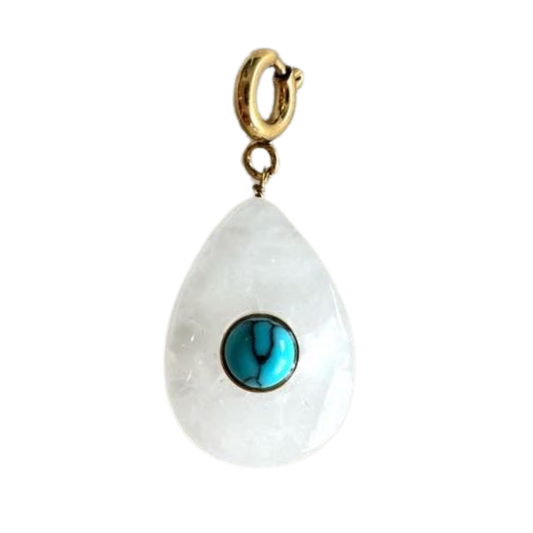 Quartz Crystal & Turquoise Teardrop Charm