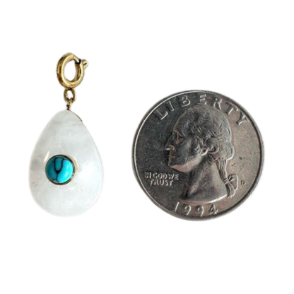 Quartz Crystal & Turquoise Teardrop Charm