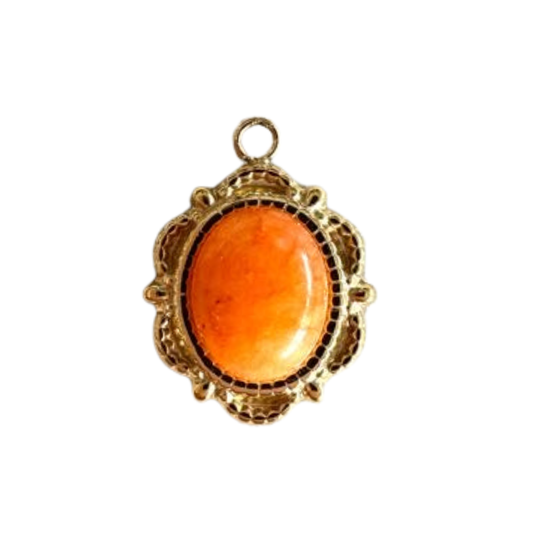 Orange Gemstone Gold Charm