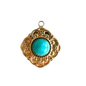 Turquoise Gemstone Gold Charm