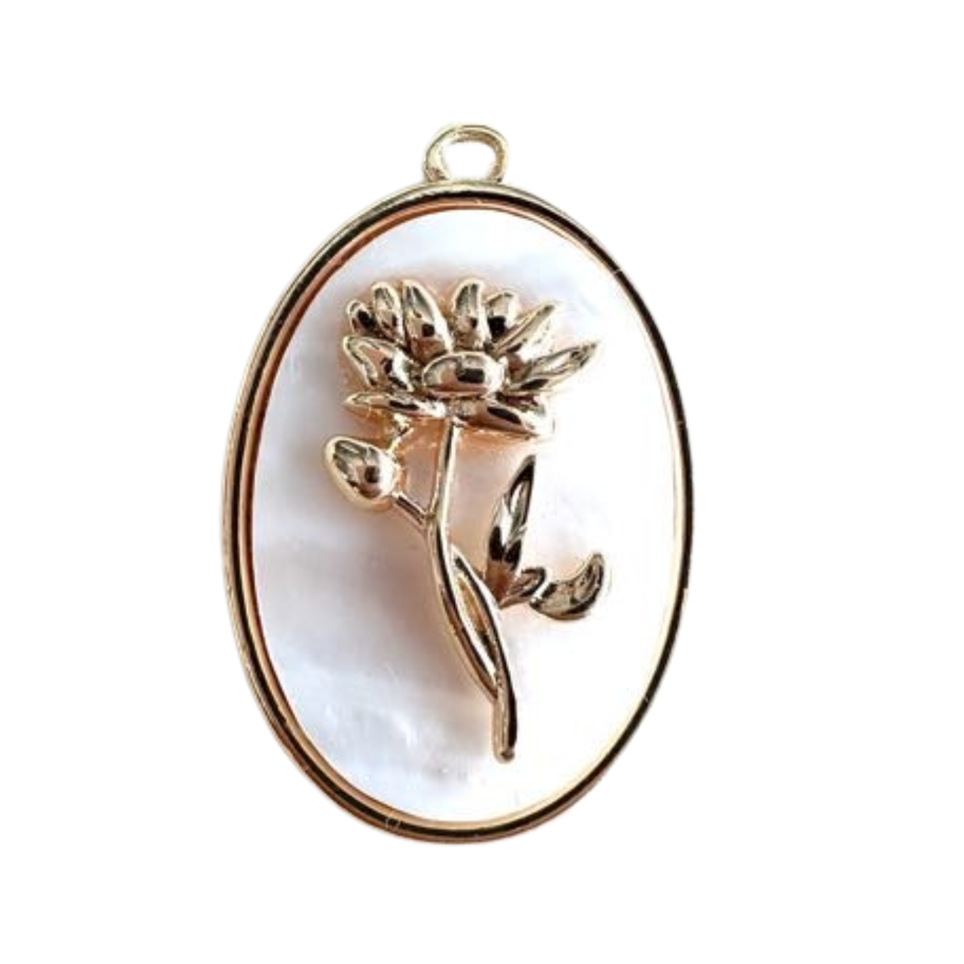 Gold Flower Mother of Pearl Charm