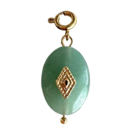 Aventurine Gem & Gold Charm