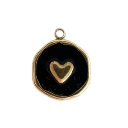 Black + Gold Heart Charm