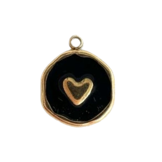 Black + Gold Heart Charm