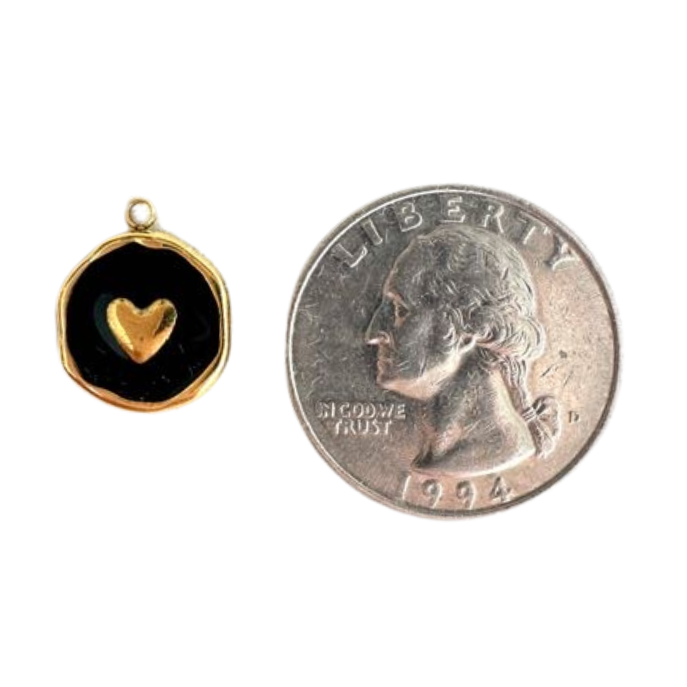 Black + Gold Heart Charm