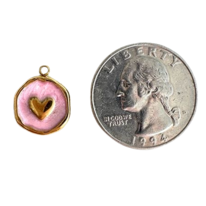 Pink + Gold Heart Charm