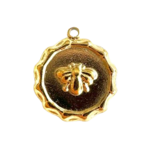 Gold Bee Circle Charm